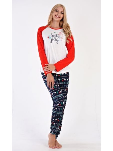 Dámské pyžamo dlouhé Vánoční dárek - bílá