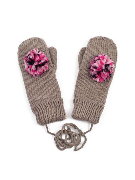 Rukavice s bambulí hnědé
