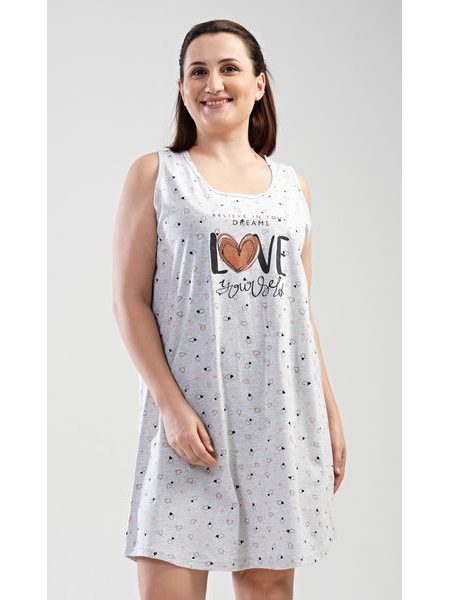 Dámská noční košile na ramínka Love - šedá
