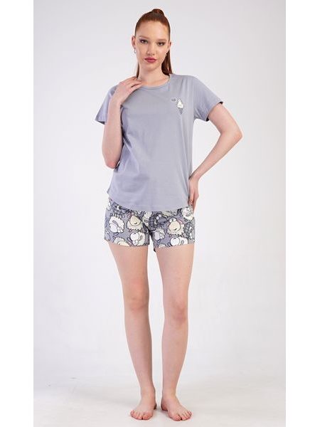 Dámské pyžamo šortky Ovečky - šedá