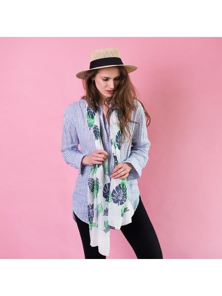 Šátek s motivem bílo-zelený