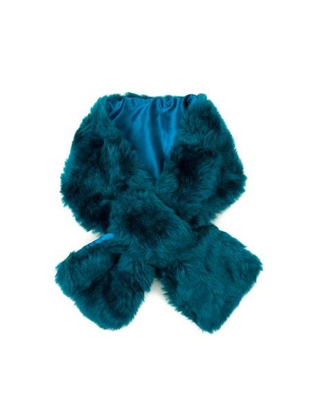 Elegantní kožešinová štola modrozelená