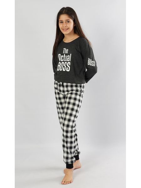 Dětské pyžamo dlouhé Actual boss - tmavě šedá