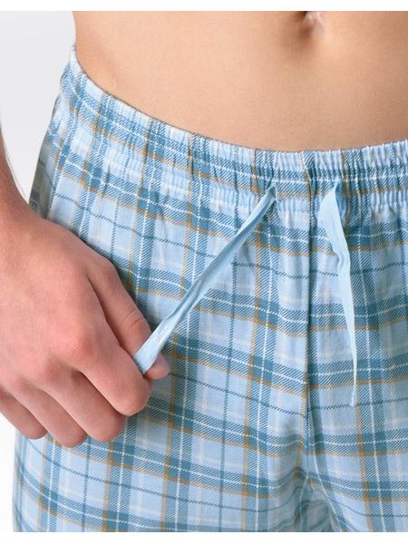 Pánské pyžamo dlouhé, šité, s potiskem 79189 - pomnenková bílá