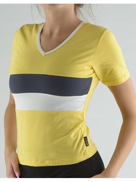 Dámské tričko s krátkým rukávem, krátký rukáv, šité 98009P - citronová tm.popel