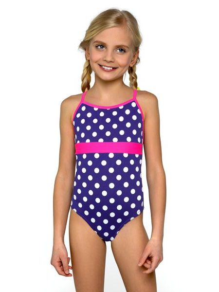 Plavky dívčí jednodílné Jolana bíle tečky