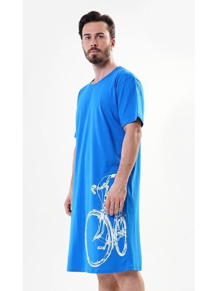 Pánská noční košile s krátkým rukávem Velké kolo - světle šedá