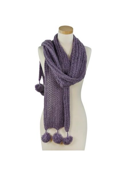 Zimní šála s bambulkami - šedá