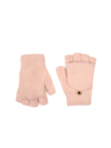 Krátké teplé palčáky světle růžové