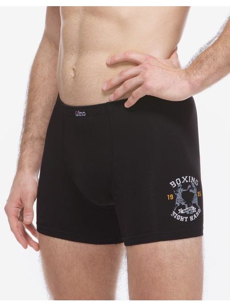 Pánské boxerky delší nohavička, šité, s potiskem 74177 - černá bílá