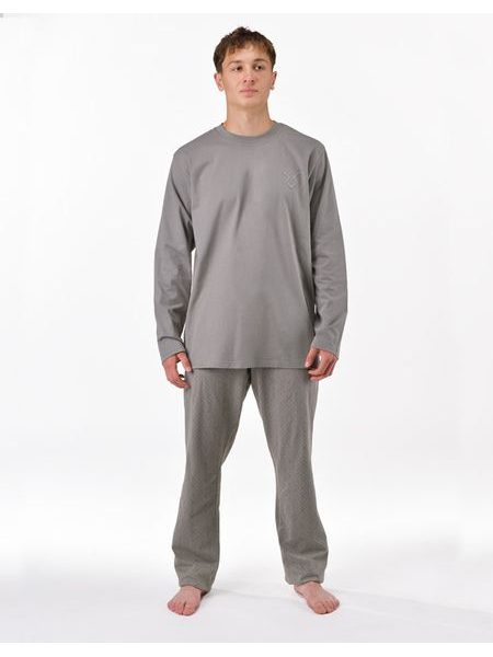 Pánské pyžamo dlouhé, šité, s potiskem 79195 - šedá peprmint