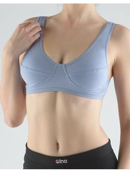 Dámská podprsenka sportovní, bez kostice, šité, jednobarevné 97017P - ocelová