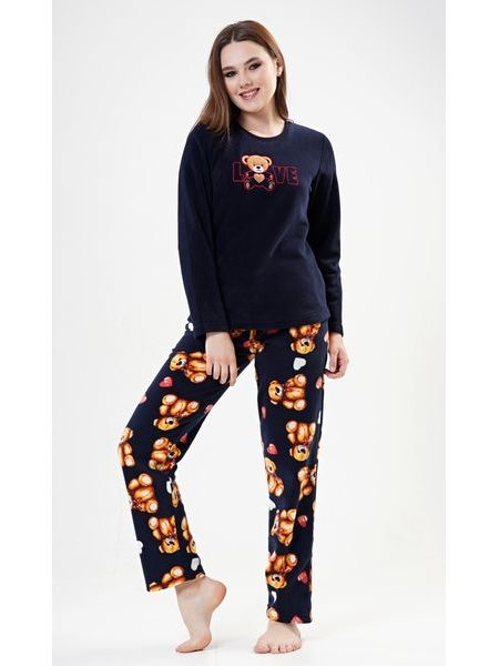 Dámské pyžamo dlouhé Love - tmavě modrá