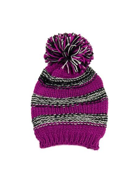 Čepice s velkou bambulí vínová