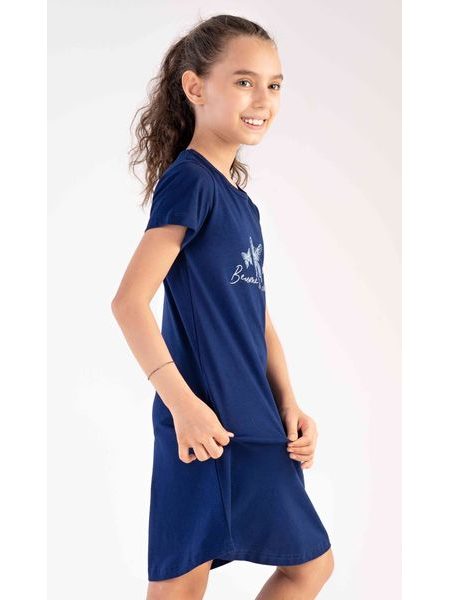 Dětská noční košile s krátkým rukávem Motýlci - tmavě modrá