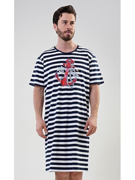 Pánská noční košile s krátkým rukávem Kotva - tmavě modrá