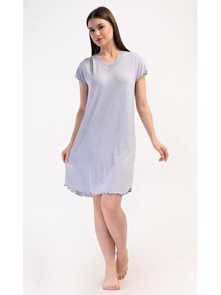 Dámská noční košile s krátkým rukávem Winter - světle šedá