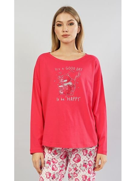 Dámské pyžamo dlouhé Good day - červená
