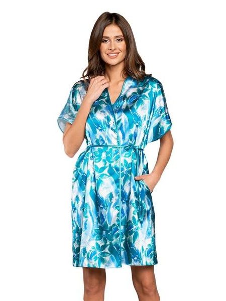 Dámský saténový župan Pacifik modrý