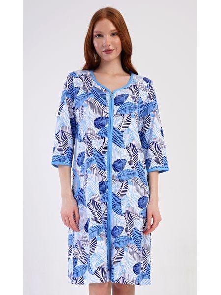 Dámské domácí šaty s tříčtvrtečním rukávem Julie - modrá