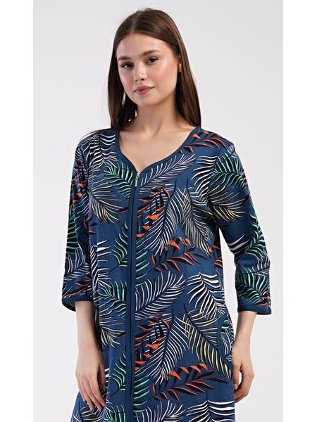 Dámské domácí šaty s tříčtvrtečním rukávem Barbara - tmavě modrá