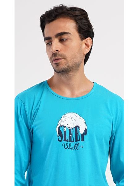 Pánské pyžamo dlouhé Sleep - tyrkysová