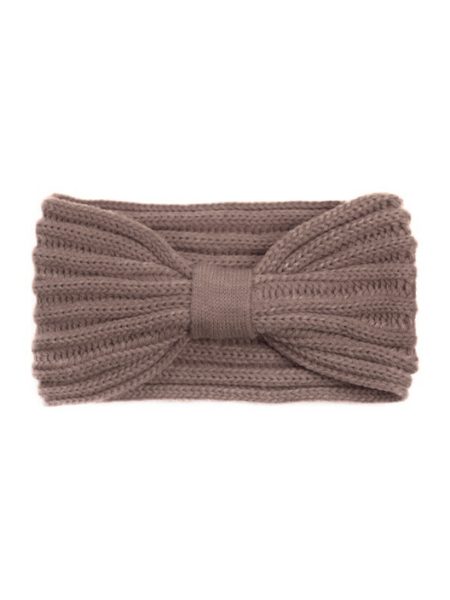 Podzimní pletená čelenka tmavobéžová