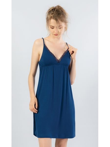 Dámská noční košile na ramínka Monika - tmavě modrá