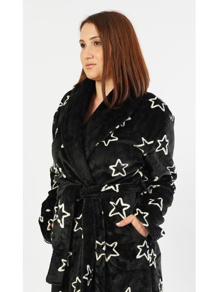 Dámský župan dlouhý Stars - černá