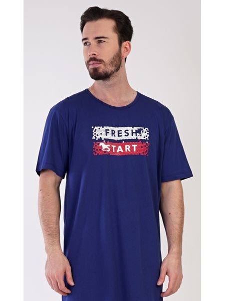 Pánská noční košile s krátkým rukávem Fresh start - tmavě modrá