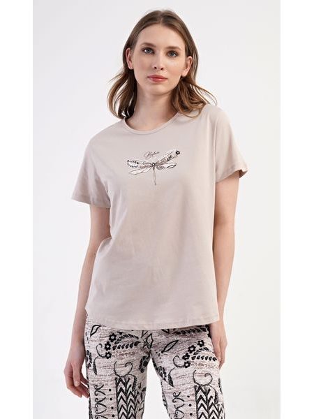 Dámské pyžamo kapri Elena - béžová