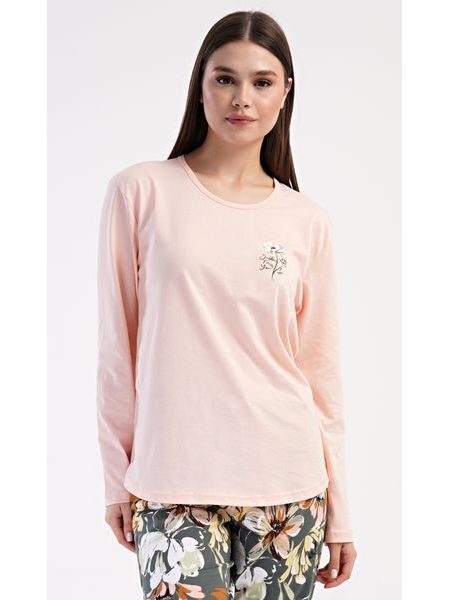 Dámské pyžamo dlouhé Mariana - světle lososová