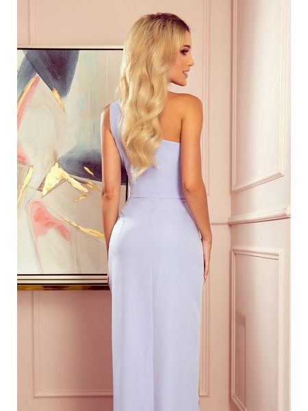 Dlouhé španělské šaty na jedno rameno, světlá fialová