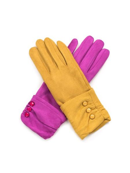 Elegantní rukavice s knoflíčky růžové