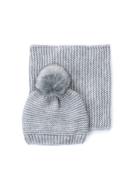 Sada dětské čepice s nákrčníkem šedá