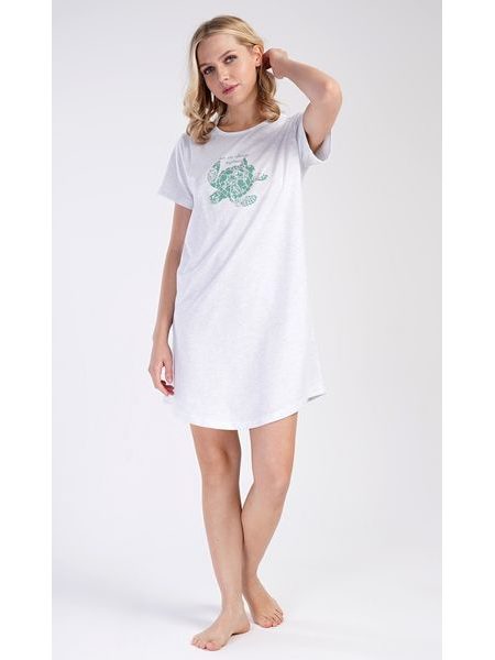 Dámská noční košile s krátkým rukávem Želva - světle šedá