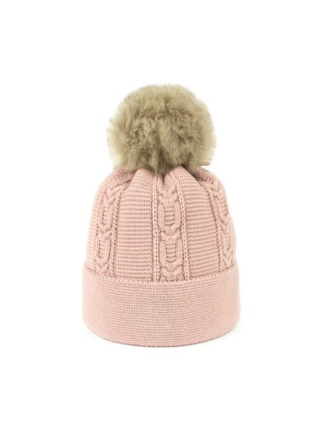 Zimní čepice s bambulí světlorůžová