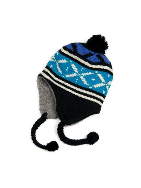 Zimní čepice - ušanka s modrým vzorem