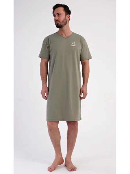 Pánská noční košile s krátkým rukávem Adrien - khaki