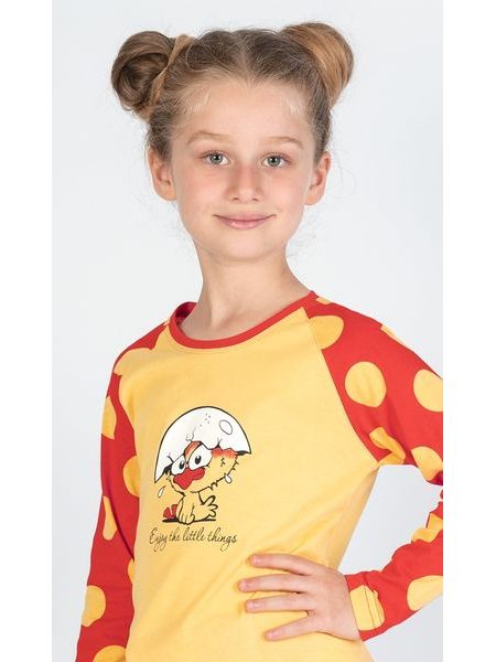 Dětské pyžamo dlouhé Kuře - žlutá