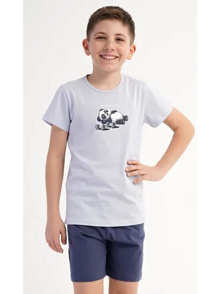Dětské pyžamo šortky Panda - světle modrá