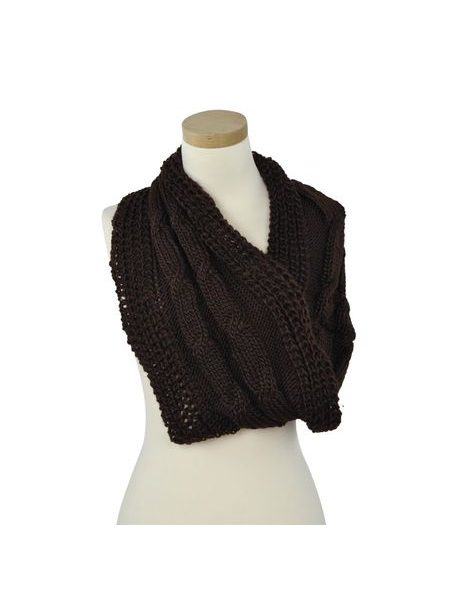 Dlouhý teplý tunelový šál - tmavě hnědý