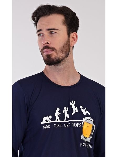 Pánské pyžamo dlouhé Filip - tmavě modrá