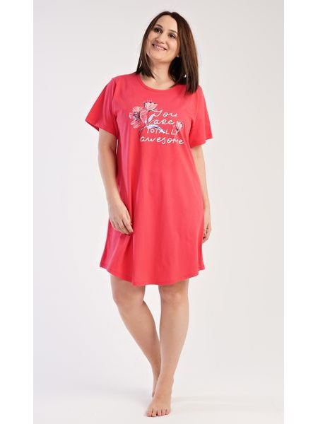 Dámská noční košile s krátkým rukávem Casandra - korálová