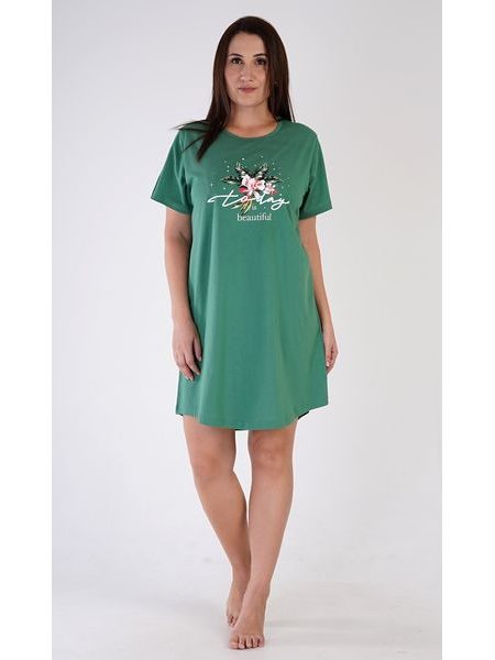 Dámská noční košile s krátkým rukávem Today is bautiful - smaragdová