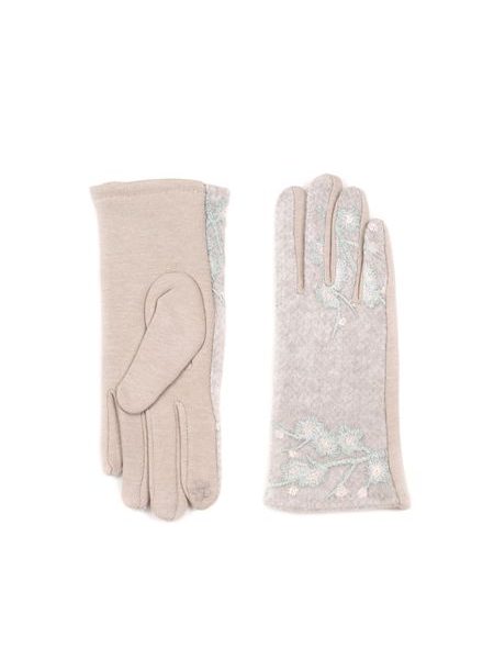 Vzorované rukavice krémové
