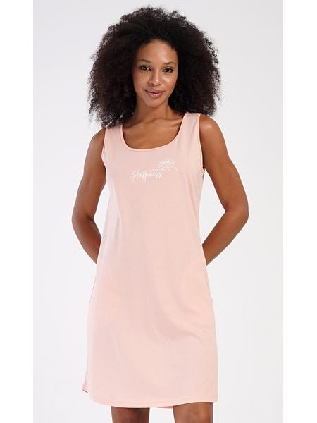 Dámská noční košile na ramínka Happiness - světle lososová