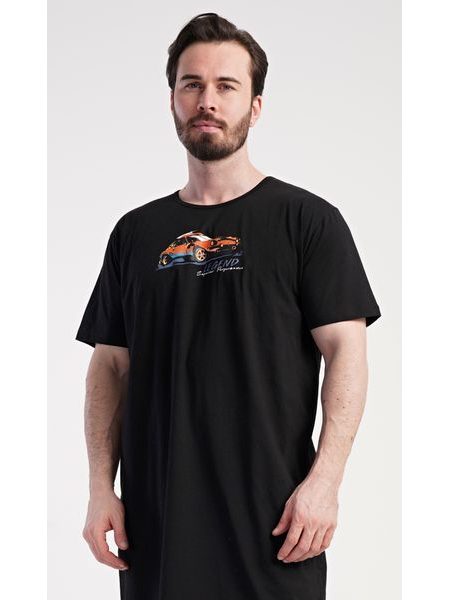 Pánská noční košile s krátkým rukávem Legend - černá