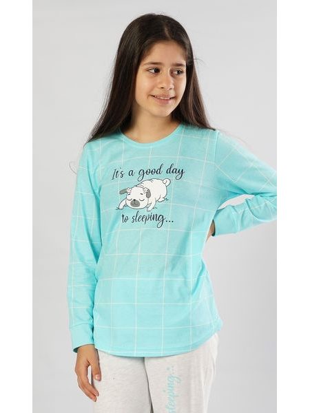 Dětské pyžamo dlouhé Sleeping day - azurová