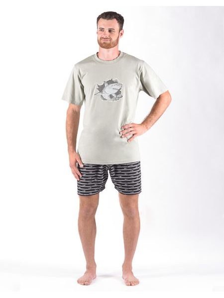 Pánské pyžamo krátké s potiskem 79170P - šedá černá